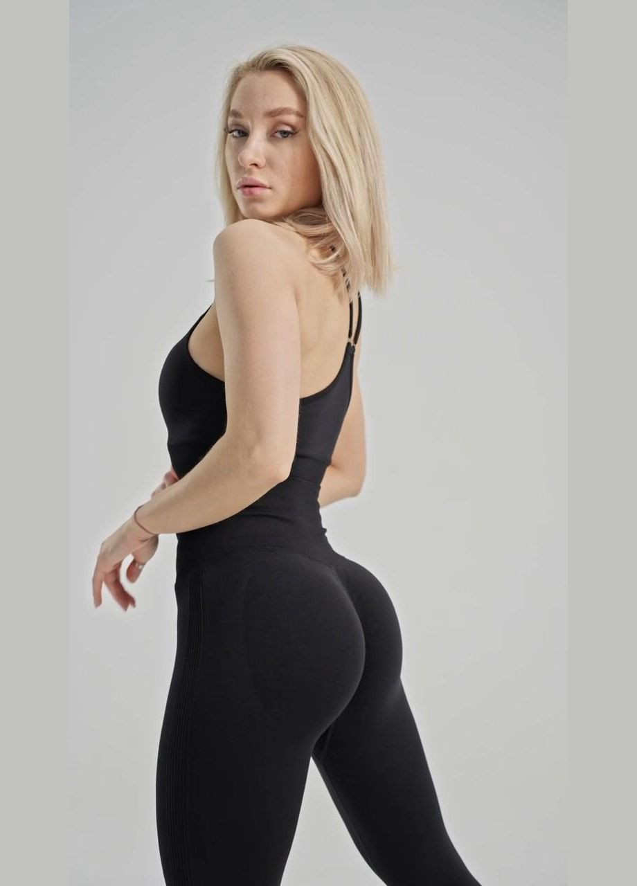 Костюм 2 в 1 (топ и леггинсы) с пуш-ап эффектом черного цвета, размер XL Trends (330757708)