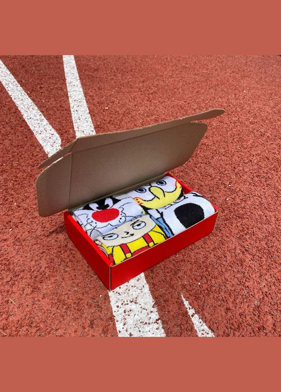 Комбіновані набір жіночих мультяшних шкарпеток 36-41 4 пари у коробці Vakko (308336825)