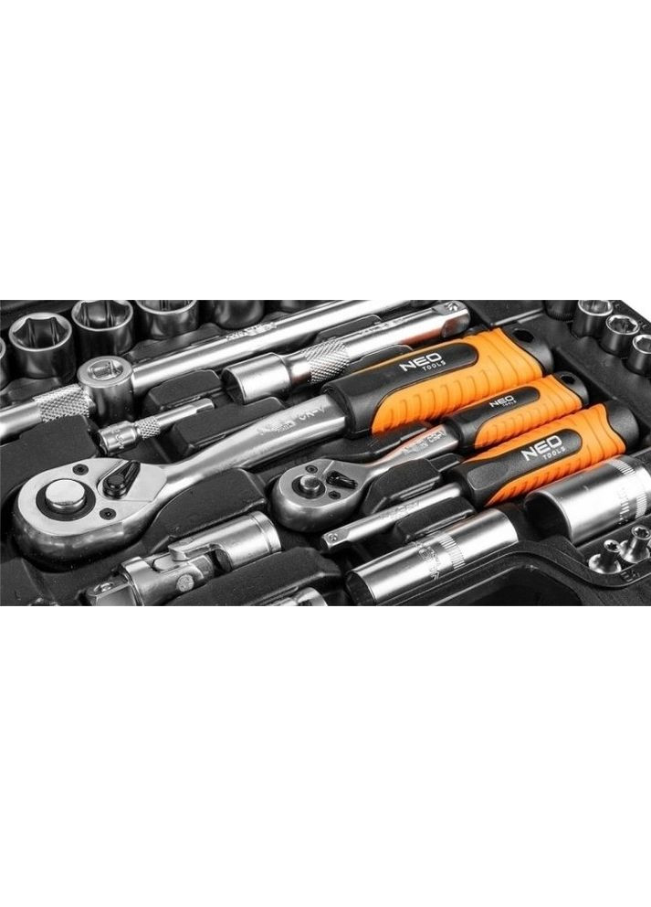 Набір інструментів, Набір торцевих головок, 108шт, 1/2", 1/4", CrV, кейс (10-212) Neo Tools (360423051)