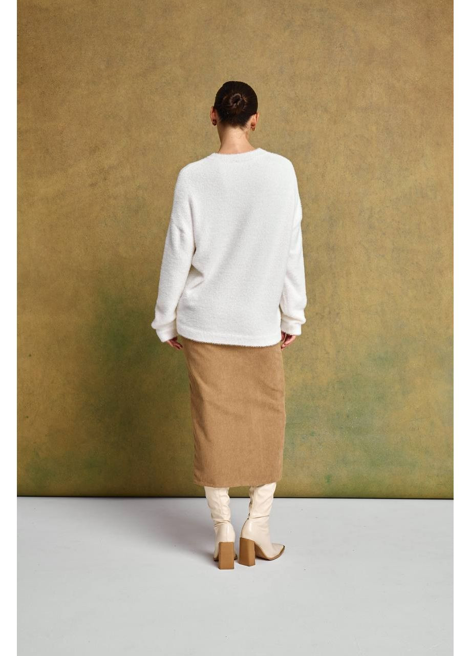 Молочний демісезонний м’який светр — замір в описі DK/DL Мода без кордонів