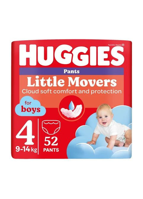 Підгузки Little Movers/Pants 4 (9-14 кг) для хлопчиків 52 шт (5029053547534) Huggies Little Movers/Pants 4 (9-14 кг) для хлопчиків 52 ш (357435963)