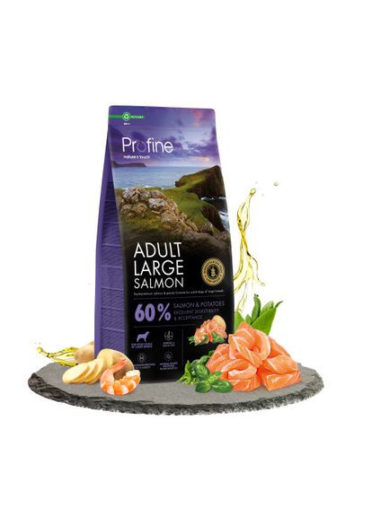 Корм сухой Large Salmon and Potatoes для взрослых собак больших пород, с лососем и картофелем, 12 кг Profine (334372436)