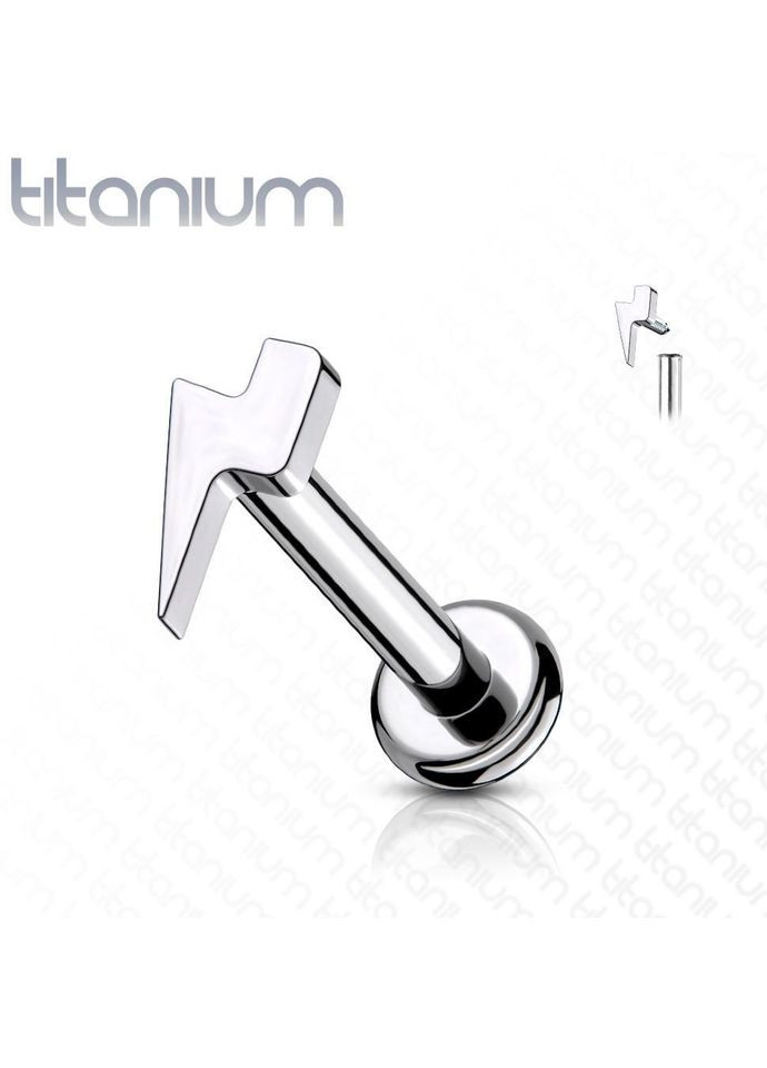 Серьга лабрет из титана с фигуркой молнии TIL10-1608-ST для пирсинга хряща уха, губ (Штанга: 8мм) Spikes (333698394)