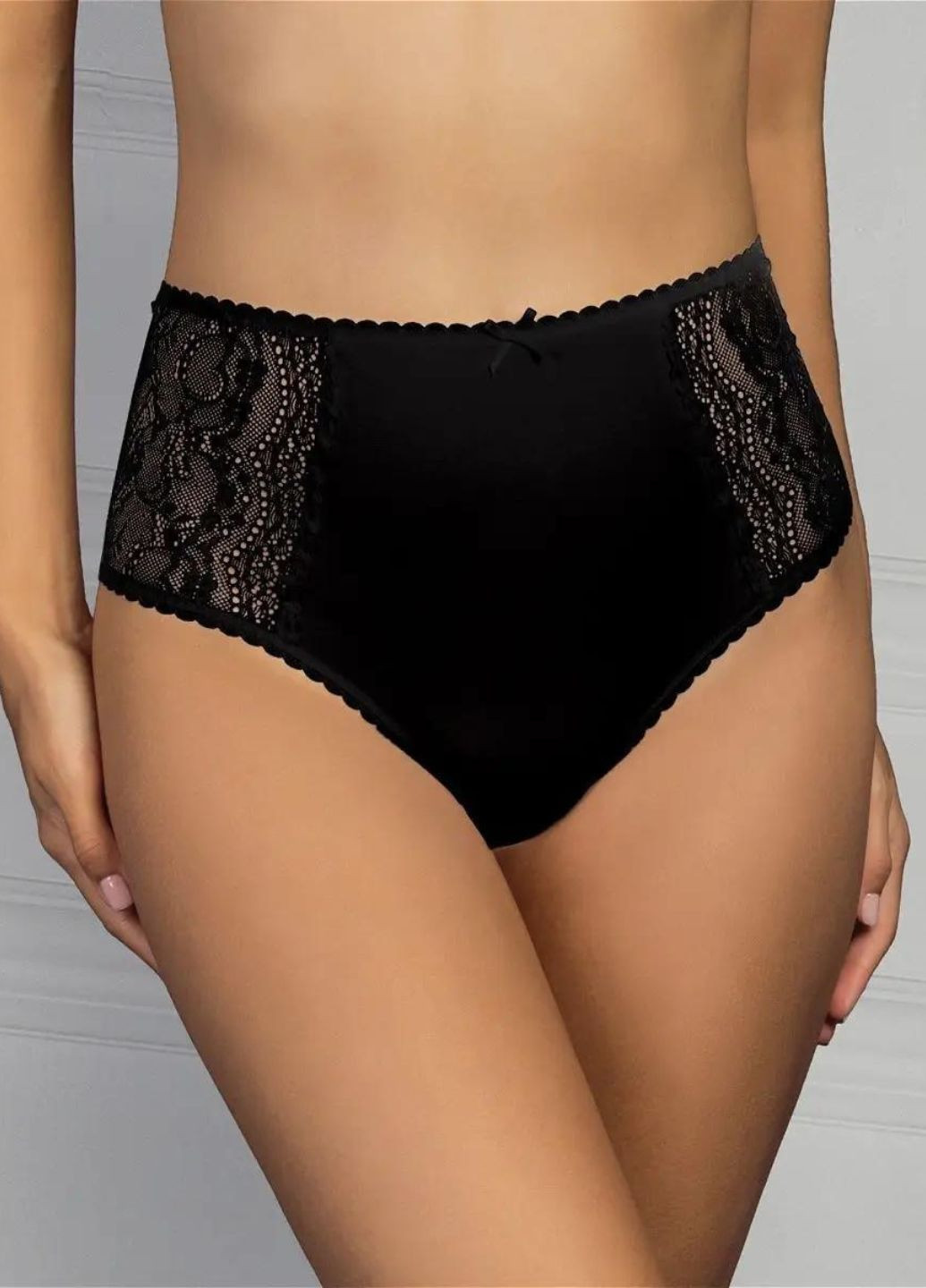 Хлопковые трусы с высокой посадкой и кружевом FS (304250749)
