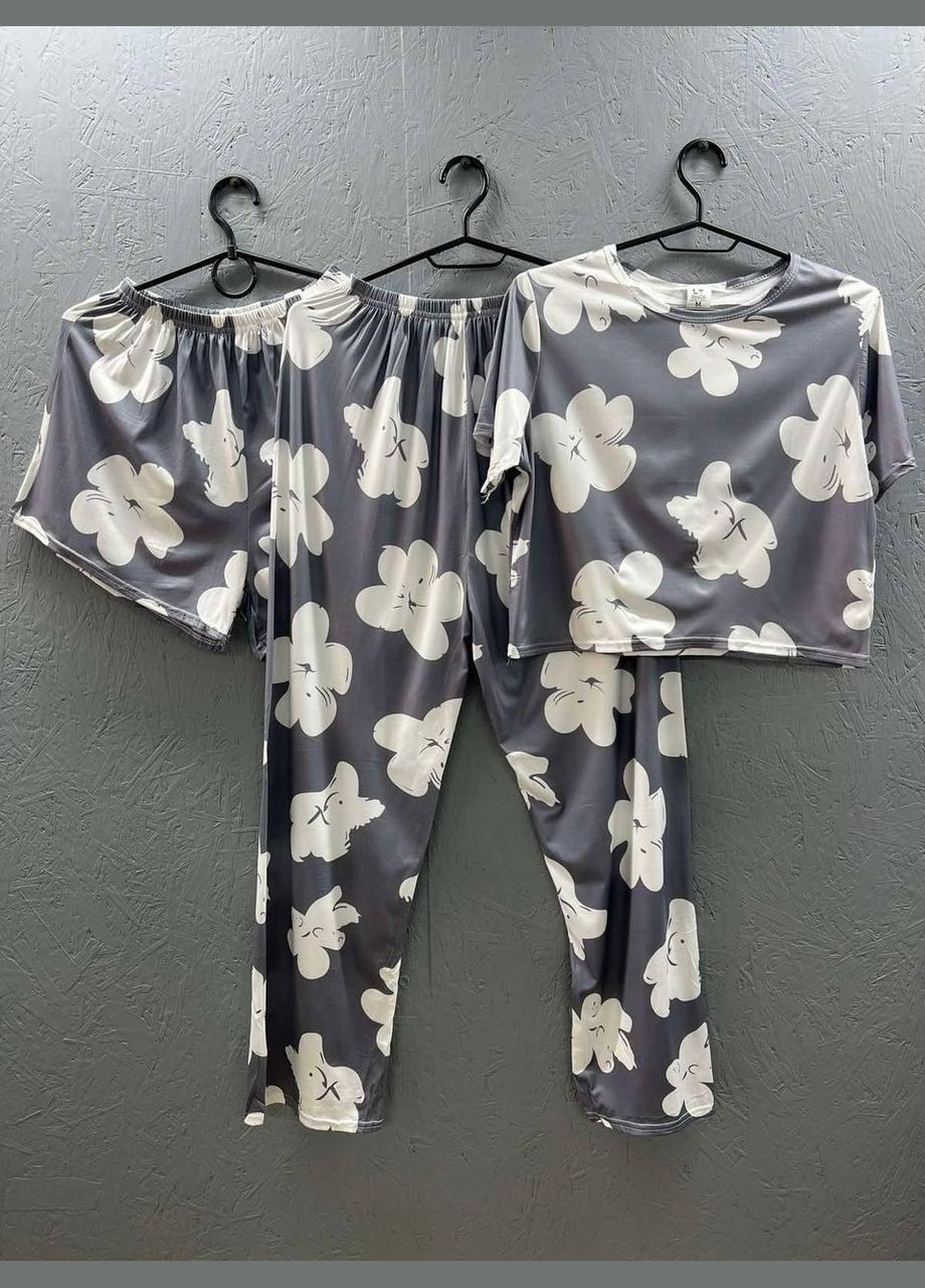 Комбінована всесезон піжама жіноча з принтом (п4к-aur-pizham-003-03) No Brand