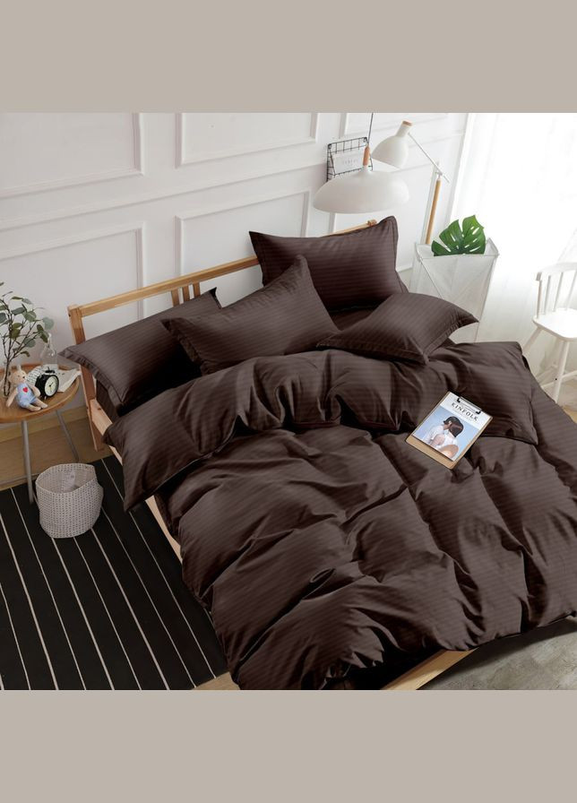 Комплект постельного белья Stripe Chocolate сатинстрайп евро 200х220 см шоколад (2251736514011) SoundSleep (308071893)