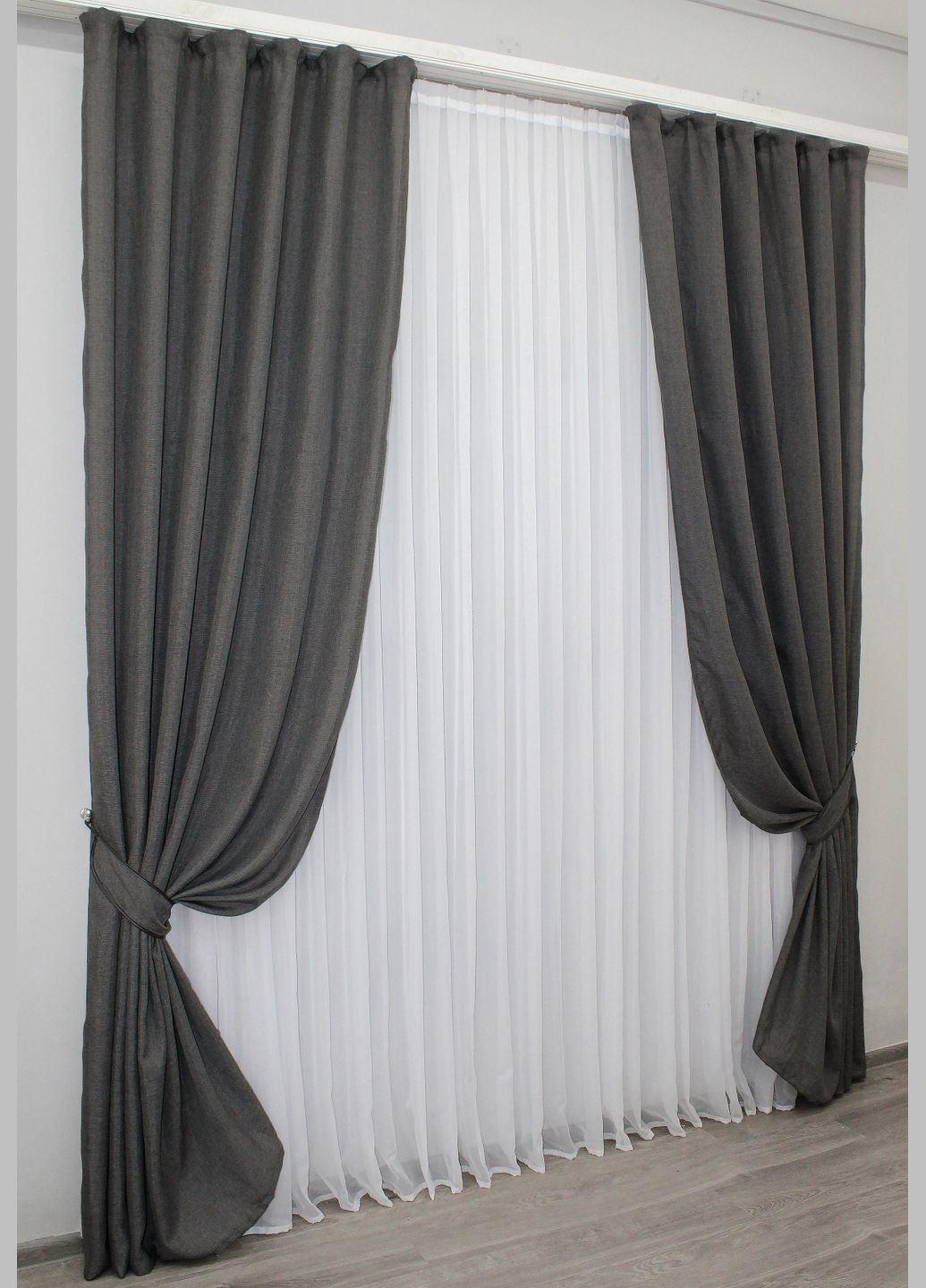 Комплект готовых штор Лен Лён Мешковина № 1140ш 150х280 см 2 шт (30-961) VR-Textil (298122805)