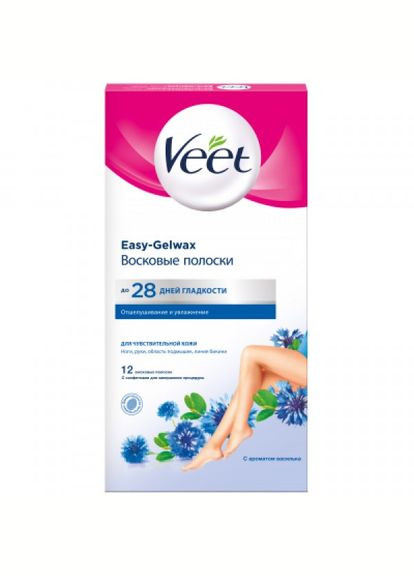 Воскові смужки Veet easy-gelwax для чутливої шкіри 12 шт. (269343152)