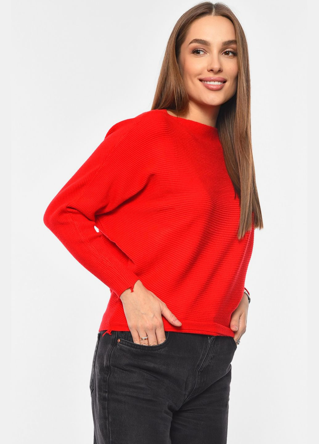 Червоний демісезонний светр жіночий червоного кольору пуловер Let's Shop