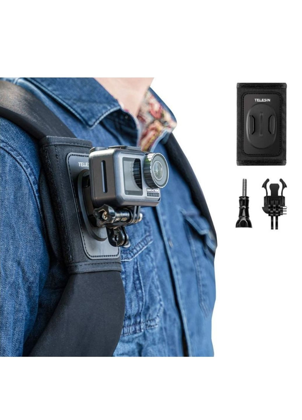 Кріплення на рюкзак telesin для екшн камер gopro,xiaomi,sjcam та інших камер No Brand (283622650)