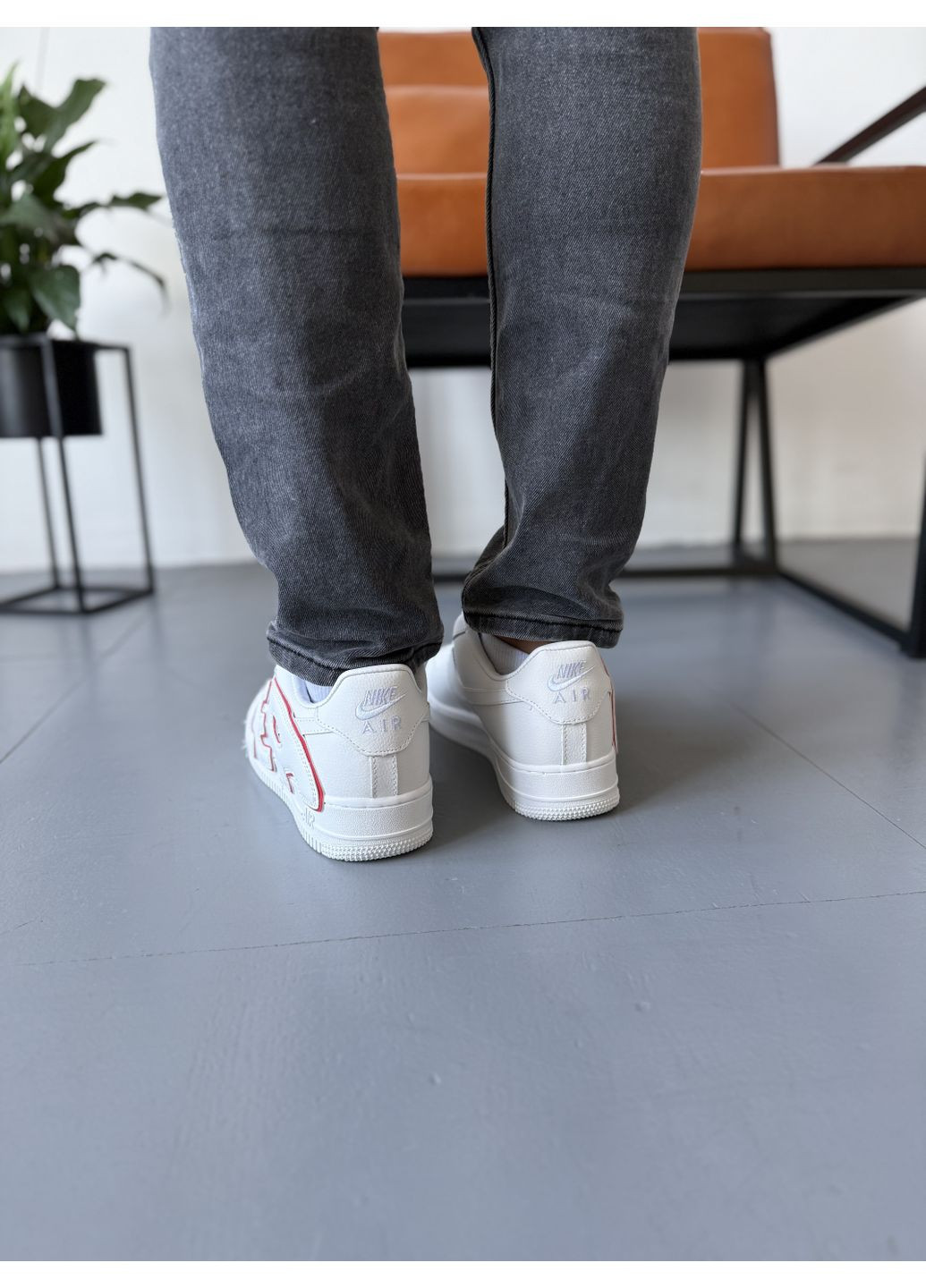 Белые демисезонные кроссовки мужские nike air force 1 low cactus plant flea market white red найк аир форс 1 премиум No Brand