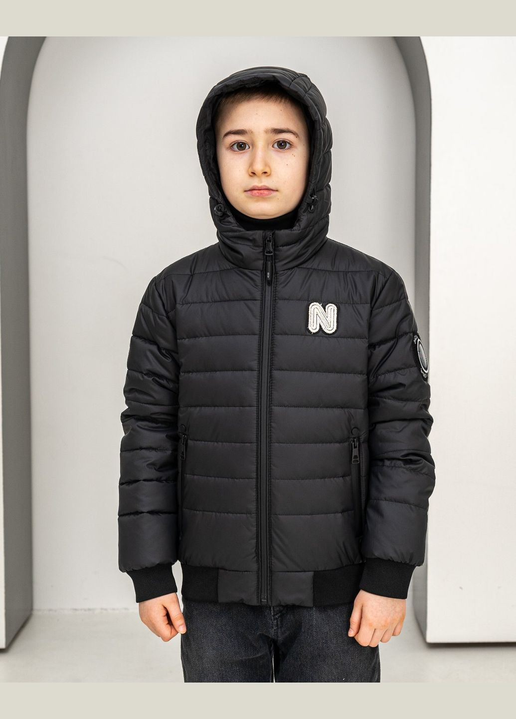 Чорна демісезонна демісезонна куртка для хлопчика SK