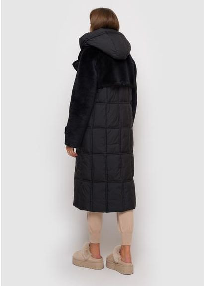 Черная зимняя дубленка из эко меха 88-89635ydk чёрный sam s Samange