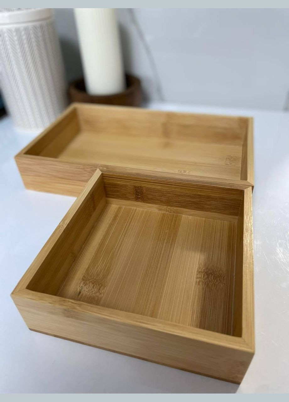 Органайзер для косметики, парфюмерии и украшений, бамбуковые боксы для косметики Duo 2шт No Brand (338436884)