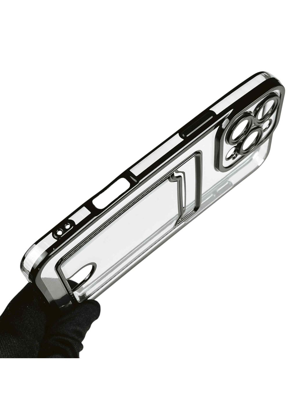 Чохол для iPhone 16 Pro Max із чорною окантовкою з кишенькою для карток на айфон 16 про макс чорний Apple (366020582)