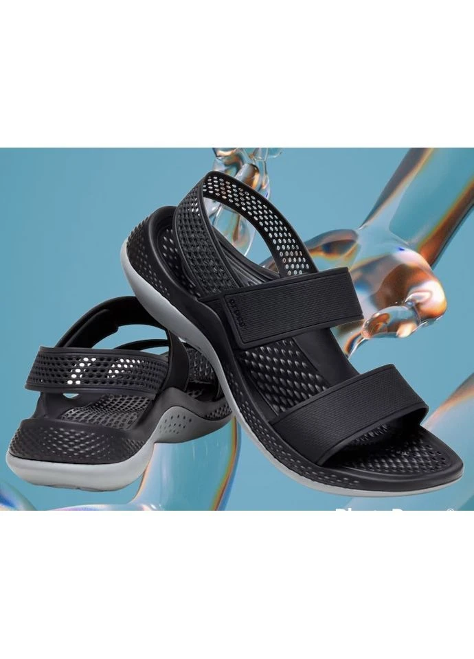 Спортивные, Повседневные сандалии, w6, black / light grey, 36-37 Crocs на липучке
