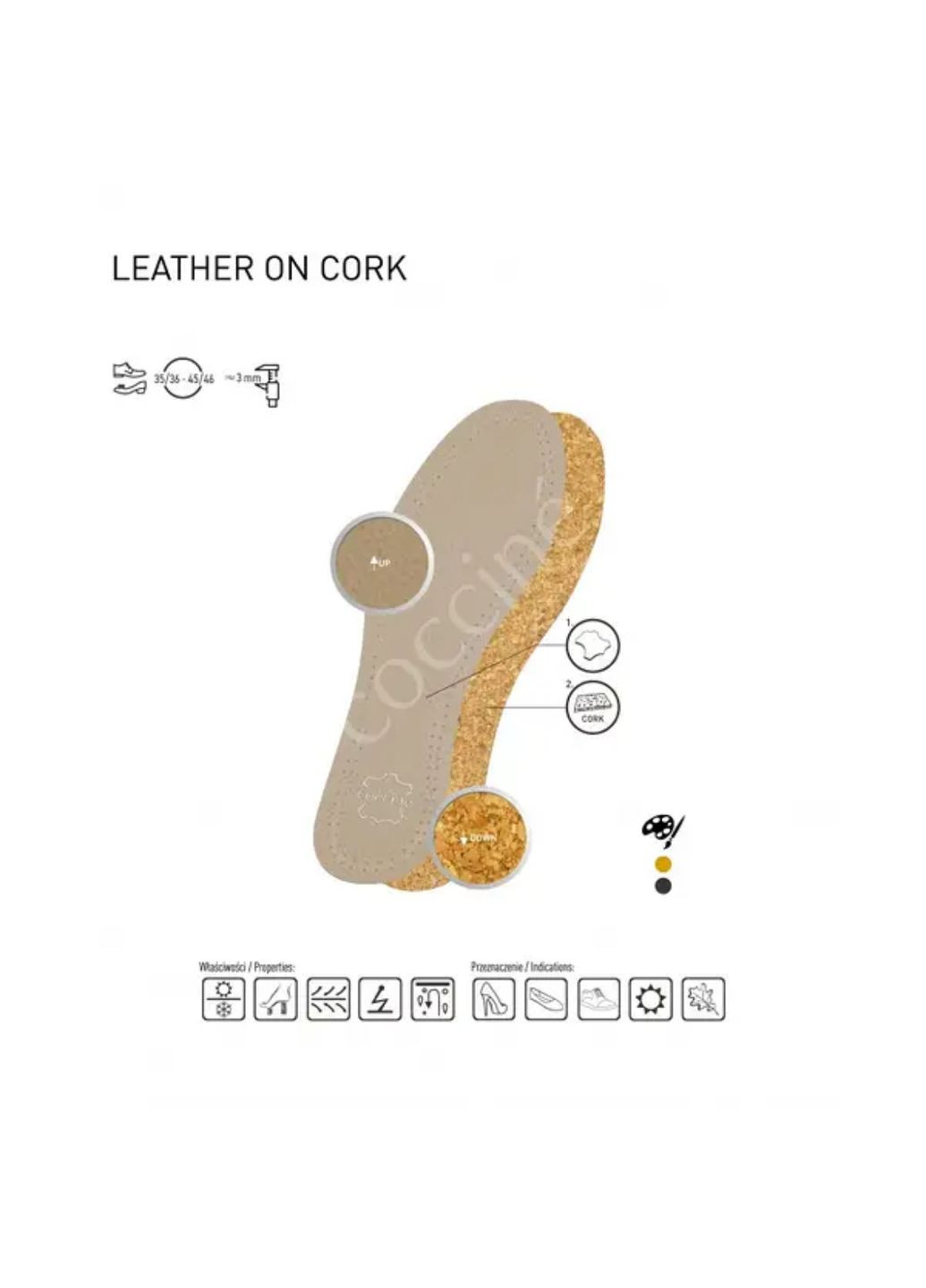 Стельки кожаные Coccine leather on cork (281421871)