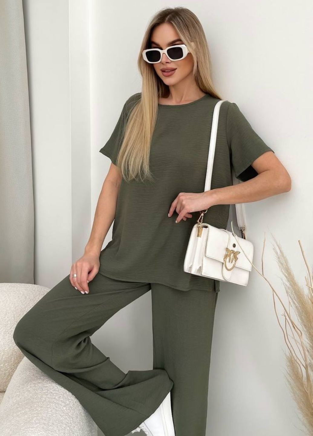 Базовый легкий повседневный летний костюм двойка: футболка + штаны палаццо Allthings (355797588)