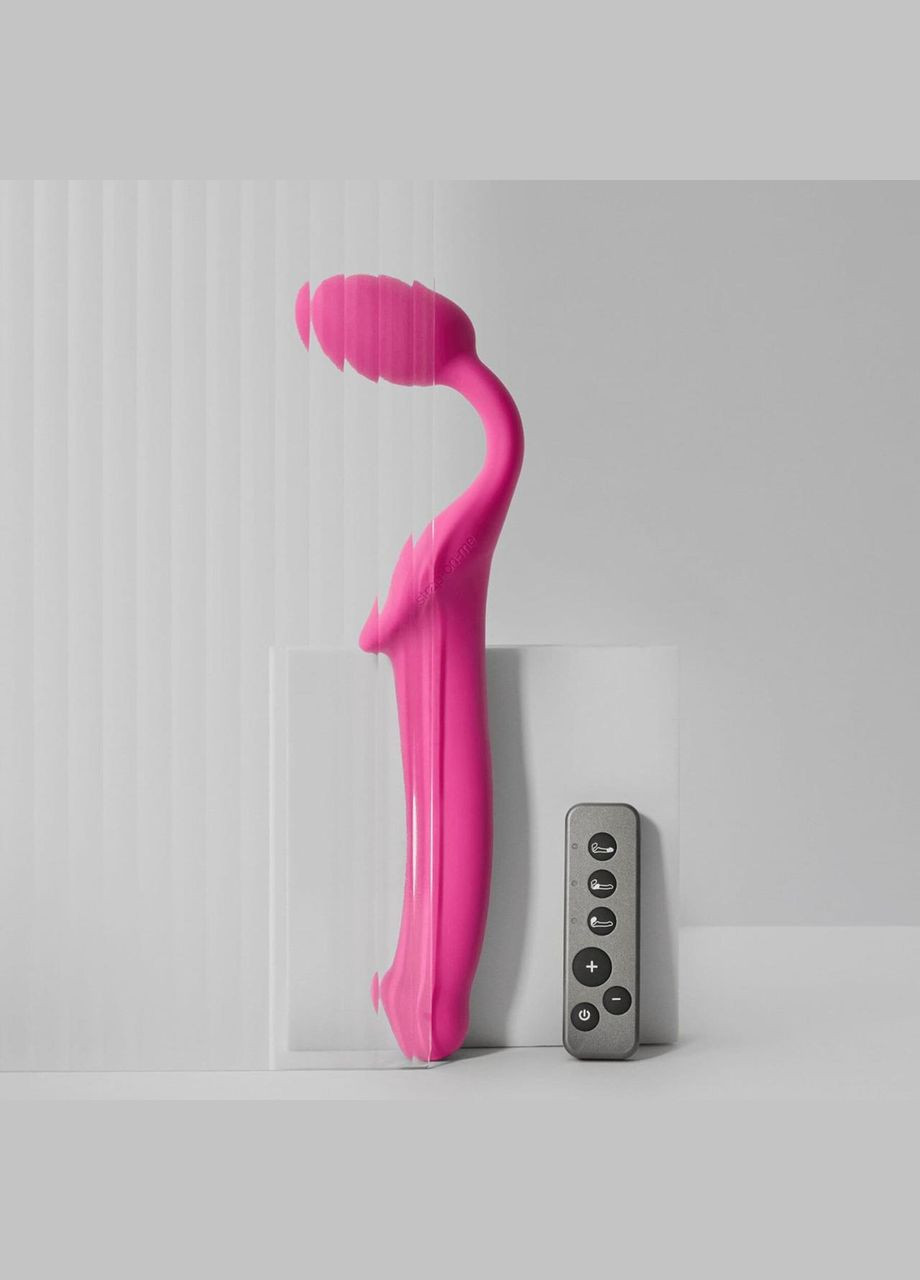 Безремневой страпон с вибрацией Vibrating Fuchsia L, диаметр 3,7 см, пульт ДУ, регулируемый Strap-On-Me (345122942)