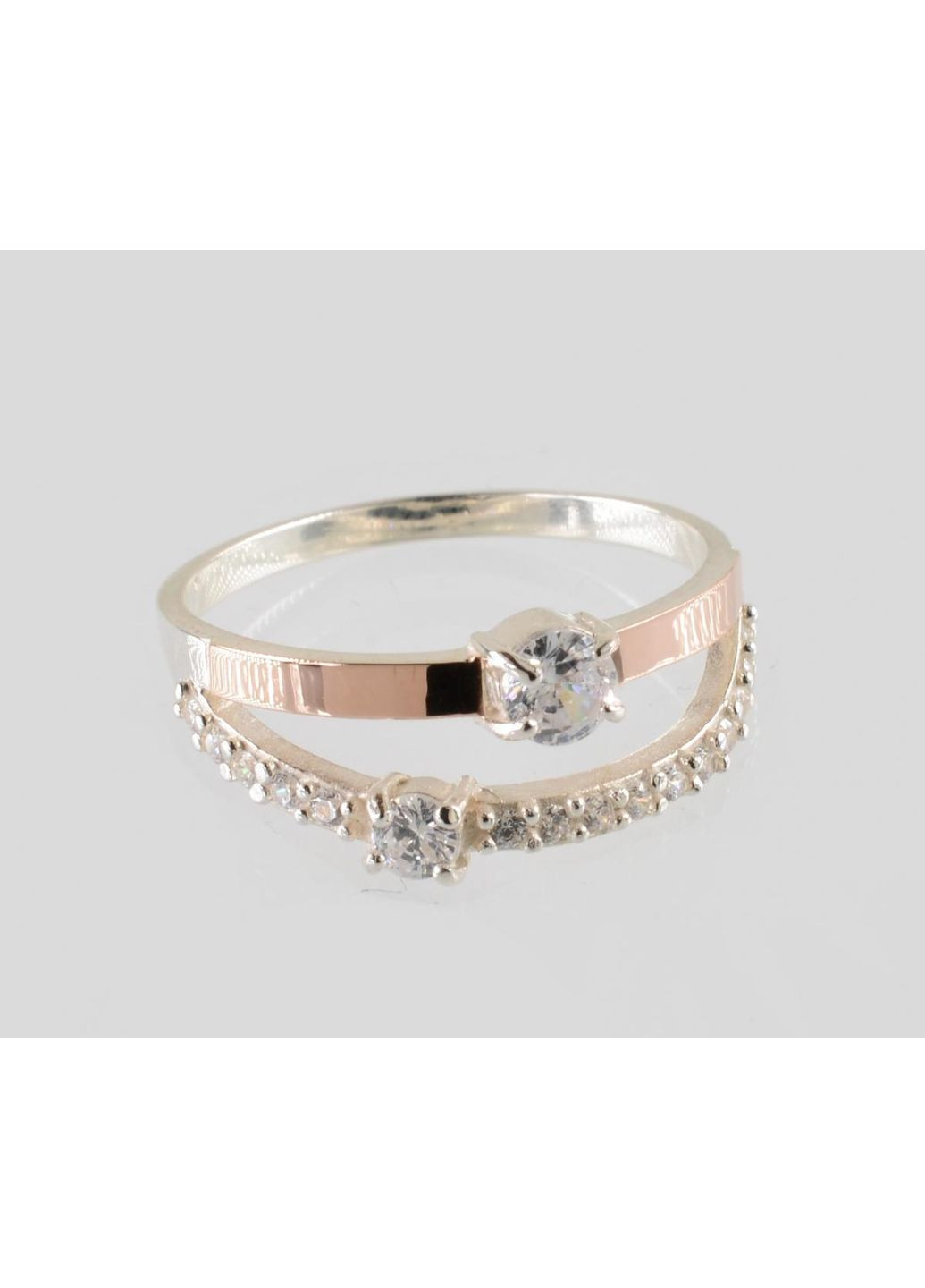 Срібна каблучка з золотими вставками Silver Style (367112838)