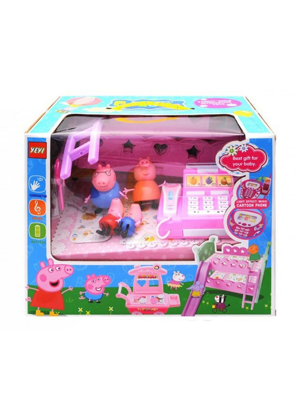 Ігровий набір "Свинка Пеппа з сім'єю" у коробці 28х32х20 см Bambi (289368939)