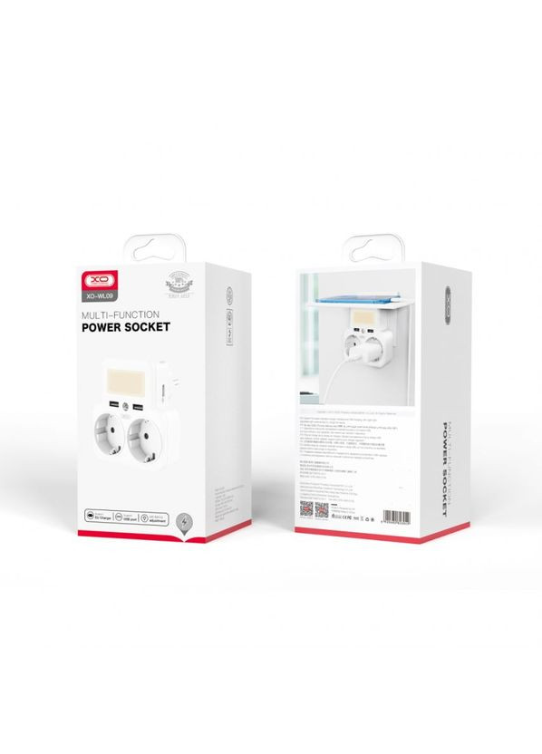 Сетевой адаптер (переходник) WL09 2AC/2USB_2.4A с ночником white XO (322706447)