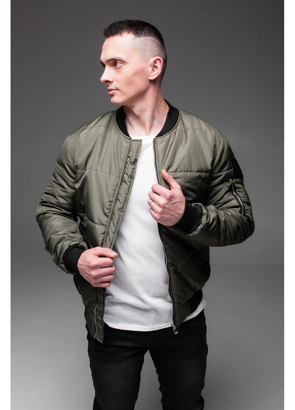 Куртка бомбер утепленная мужская бейсбольный на молнии (360964266)