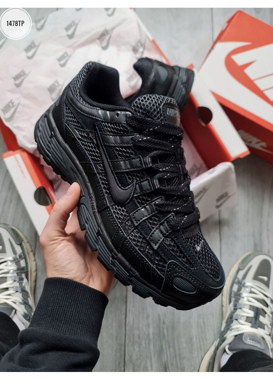 Чорні Осінні кросівки чоловічі nike p-6000 total black найк п-6000 No Brand