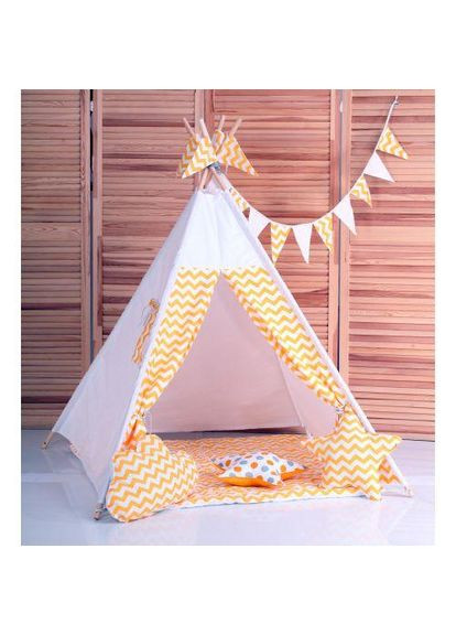 Вігвам комплект Жовтий зигзаг з подушкою No Brand (280915694)