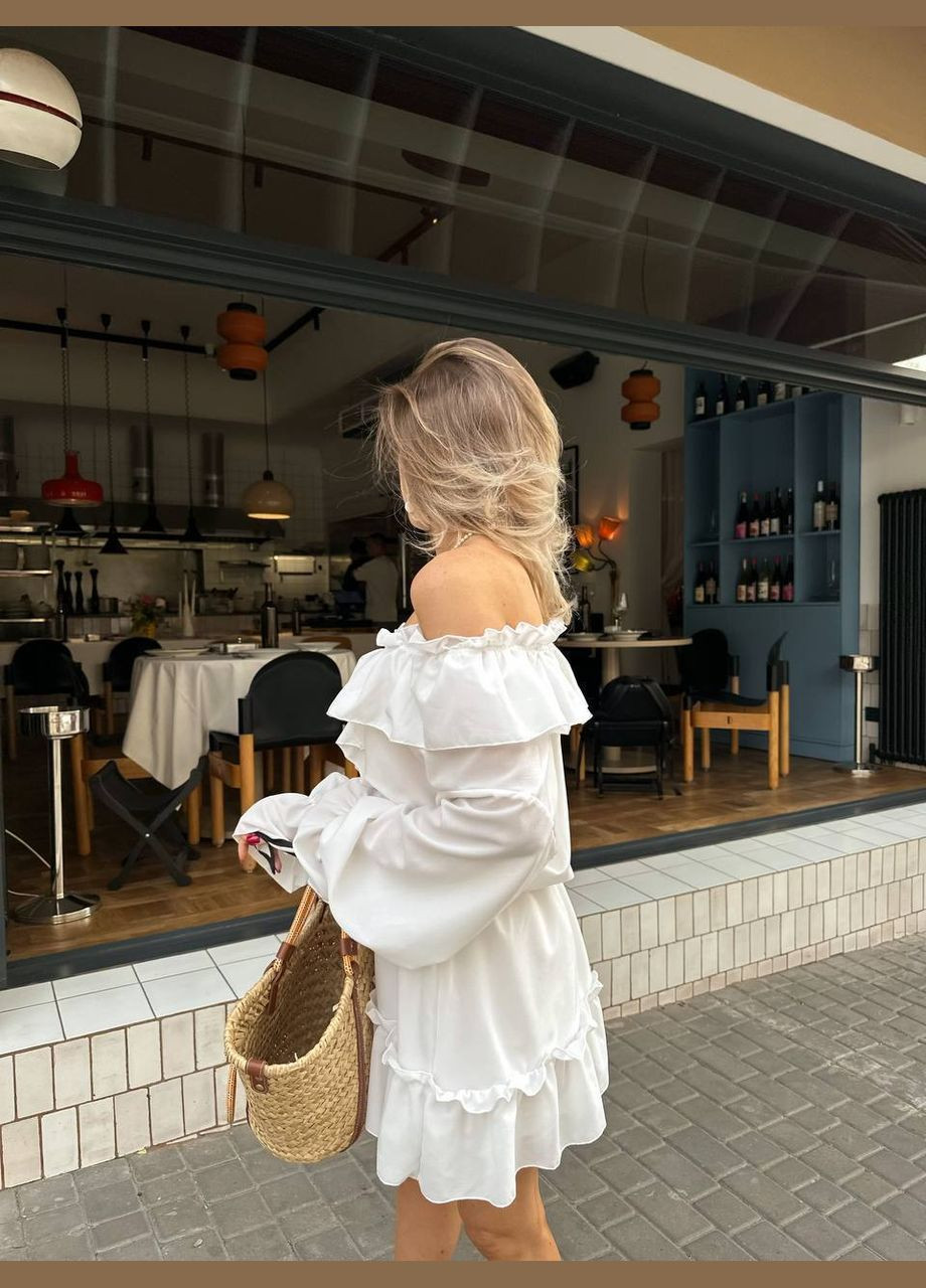 Молочное праздничный, коктейльное, повседневный, кэжуал, джинсовое, вечернее платье женское No Brand однотонное