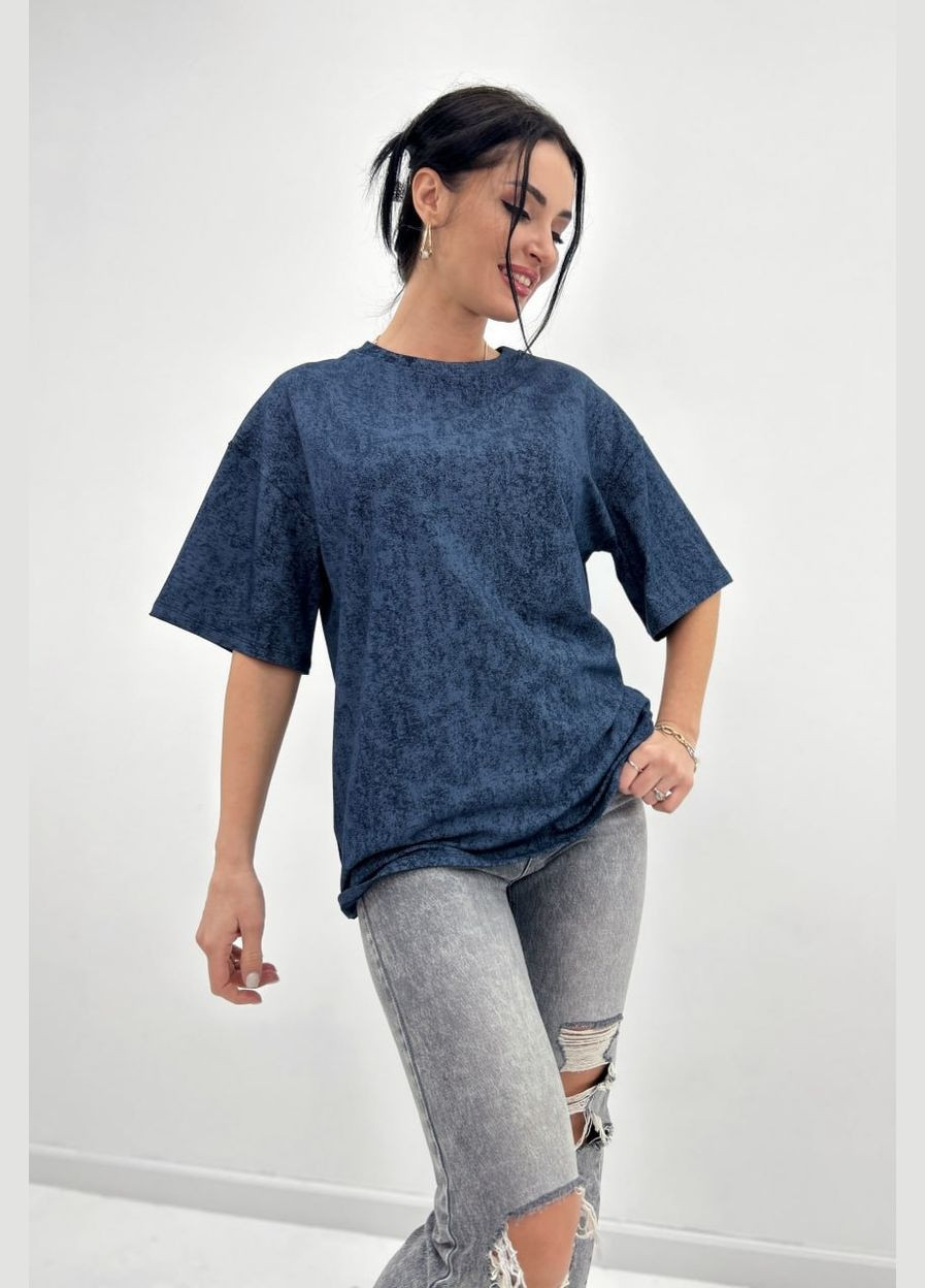 Темно-синяя базовая футболка с коротким рукавом Fashion Girl "Simple"