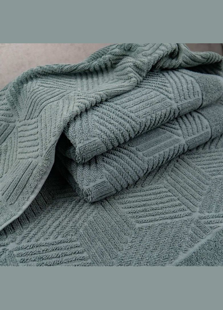 GM Textile комплект махровых полотенец уельс 3шт 50х90см, 50х90см, 70х140см 500г/м2 (темно) мятный производство -