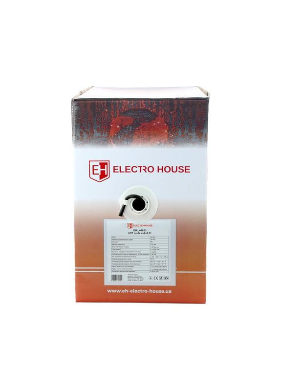 Мережевий кабель UTP cat5e 4х2х0,51 мм² CCA PE, зовнішній монтаж Electro House (346088093)