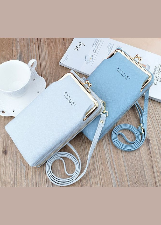 Маленька жіноча сумочка клатч на плече, мінісумка-шумка для телефона з ремінцем Блакитний No Brand (334731117)