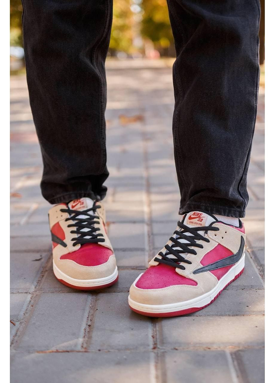 КРОСІВКИ ЖІНОЧІ NIKE SB DUNK LOW X TRAVIS SCOTT PLAYSTATION RED НАЙК СБ ДАНК No Brand білі демісезони (367173791)