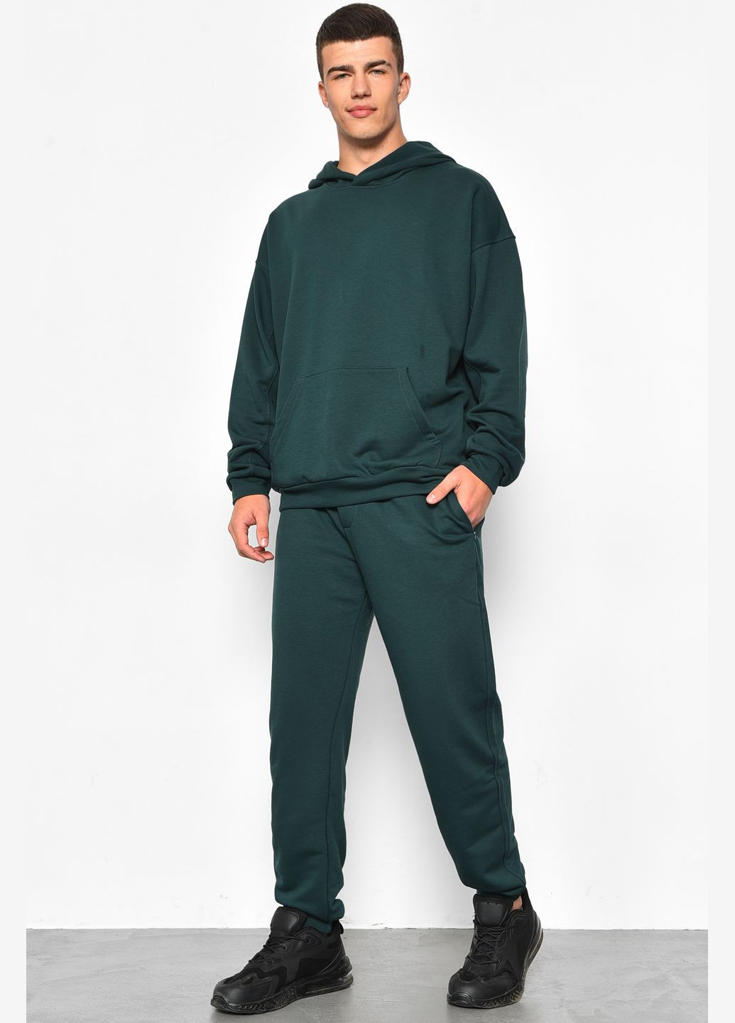 Темно-зелений демісезонний спортивний костюм чоловічій темно-зеленого кольору брючний Let's Shop