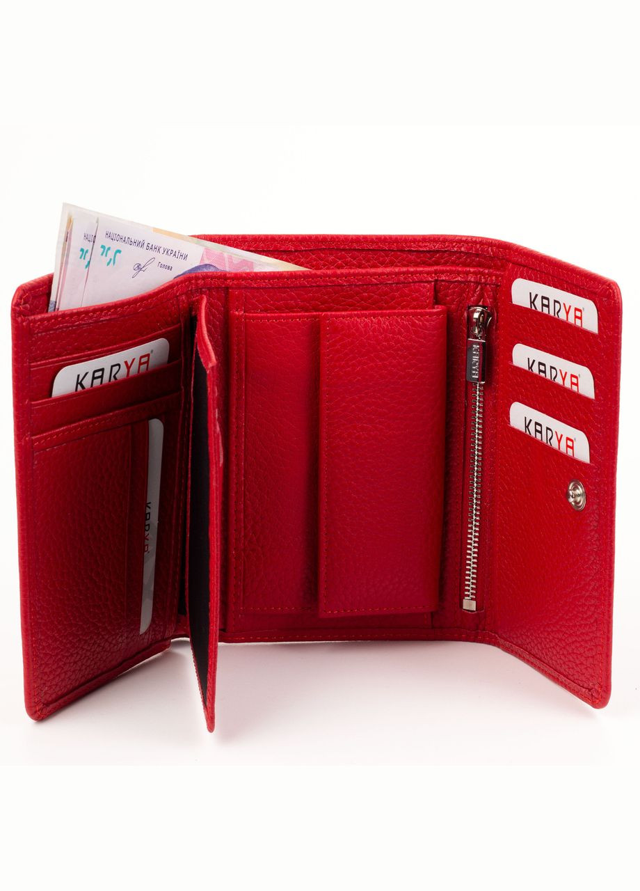 Жіночий шкіряний гаманець 200346 червоний Karya (276973632)
