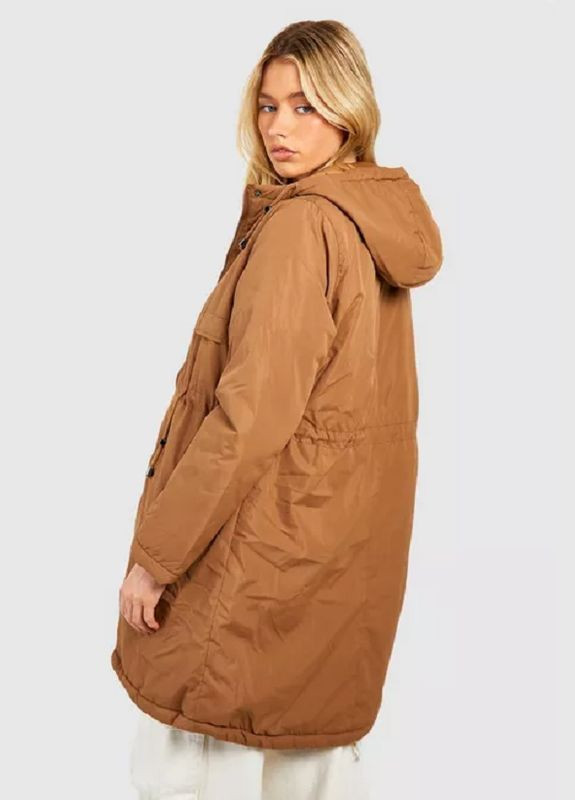 Бежева демісезонна куртка подовжена Boohoo