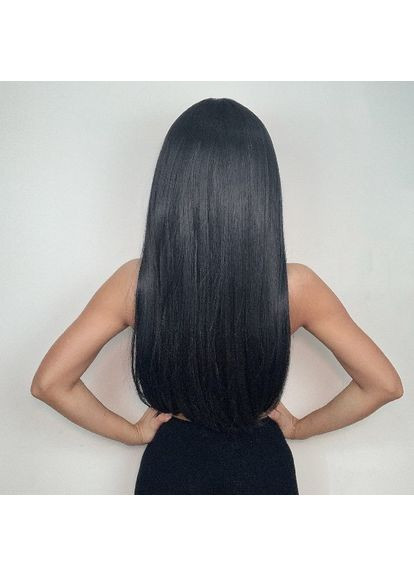 Перука чорна з чубчиком довга пряма термоперука No Brand (355802361)