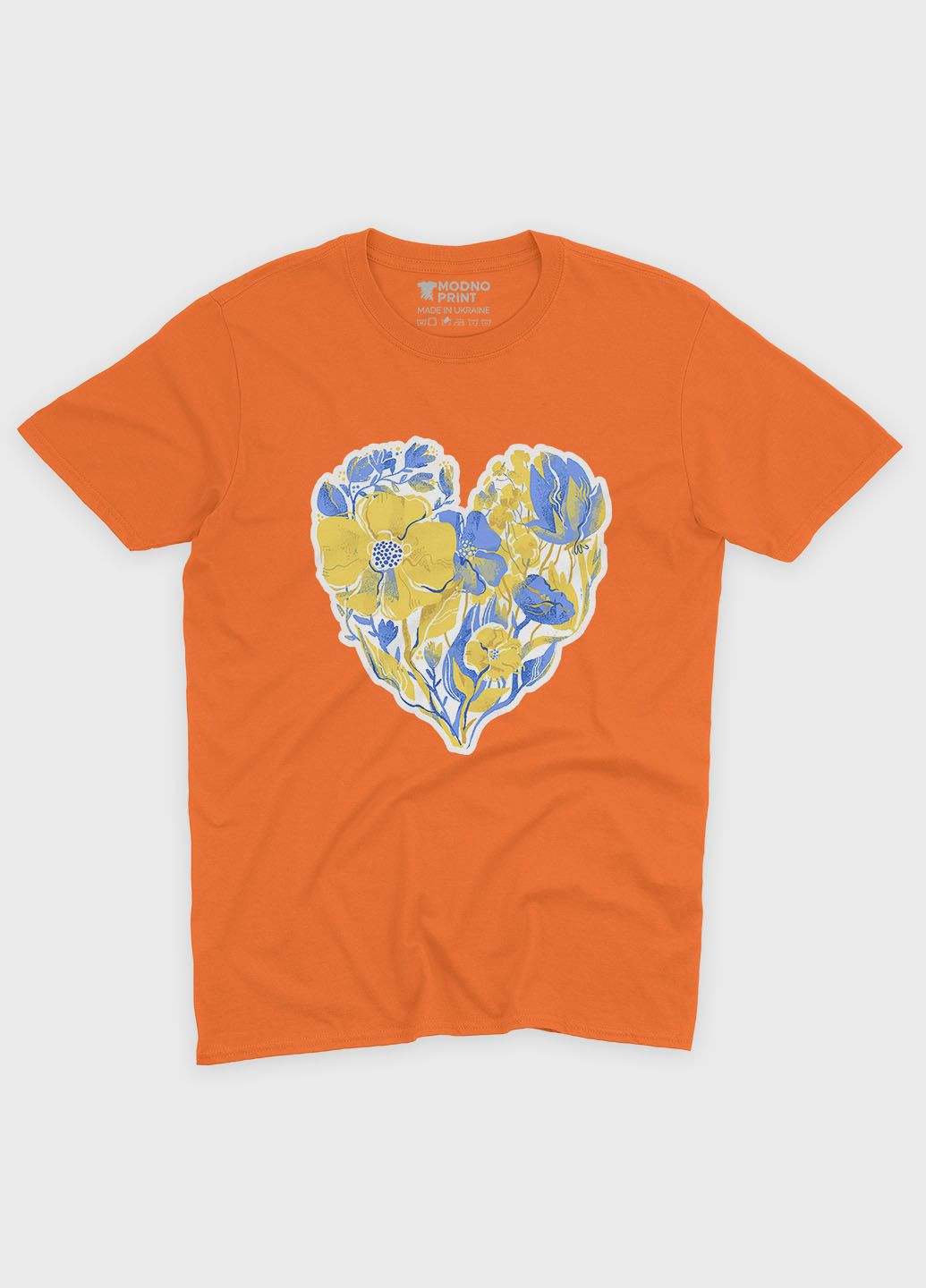 Оранжевая мужская футболка с патриотическим принтом сердце (ts001-4-ora-005-1-103) Modno