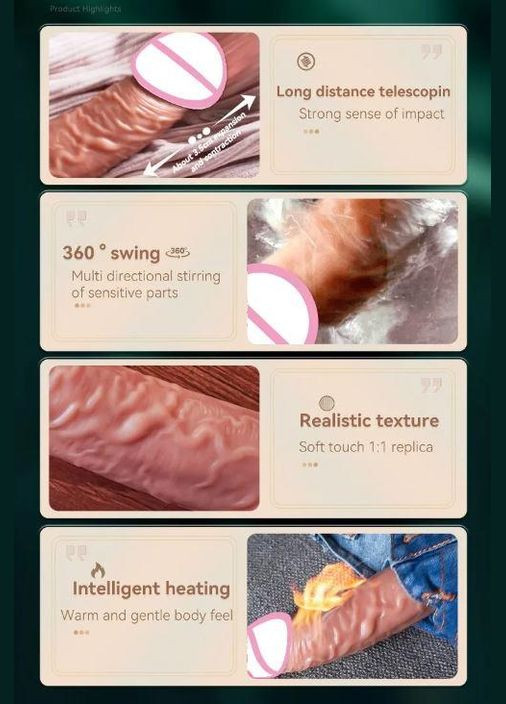 Реалістичний фалоімітатор 19см NightOfPassion (вібрація; обертання; нагрівання; рух; пульт управління) No Brand (339864939)