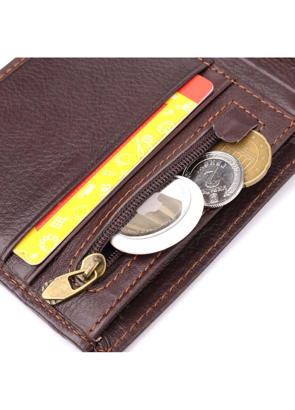 Горизонтальний стильний гаманець з натуральної шкіри 22888 Коричневий Vintage (327093749)