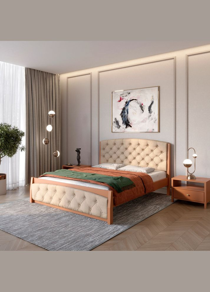 Двуспальная деревянная кровать Мехико (RAL8025)/Аляска 23 (Бежевый) 180х190 см (MBG-12008) Mebigrand (368282552)