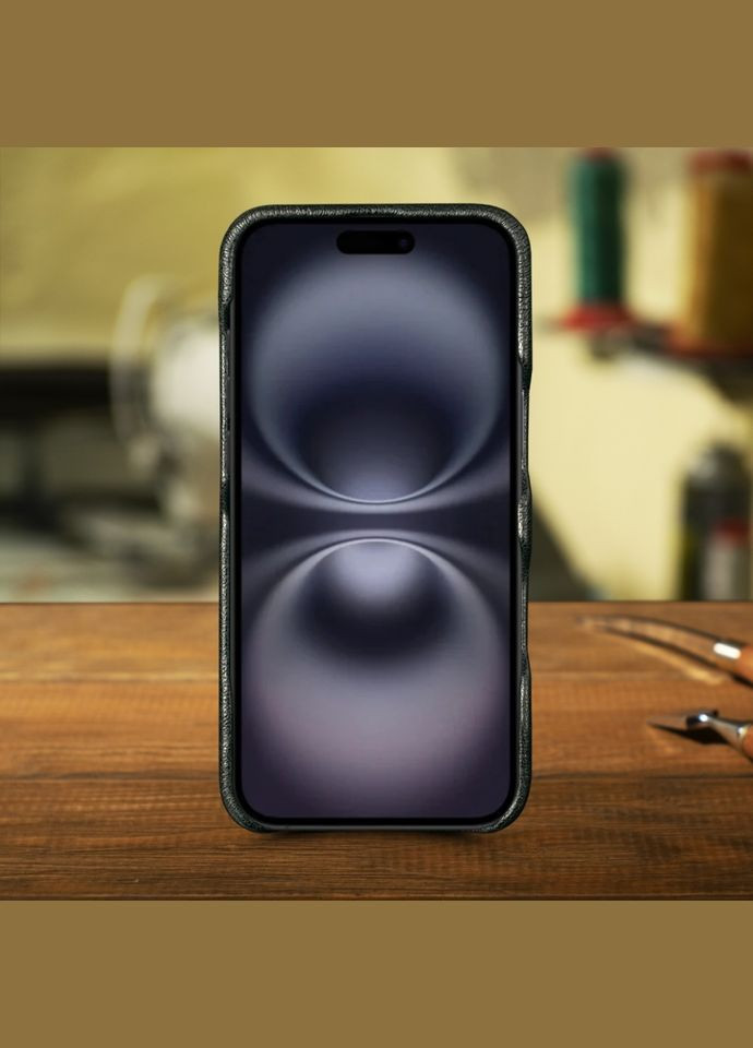 Кожаная накладка ExBacker для Apple iPhone 16 Plus Чернобелая кобра (78125) Stenk (316651284)