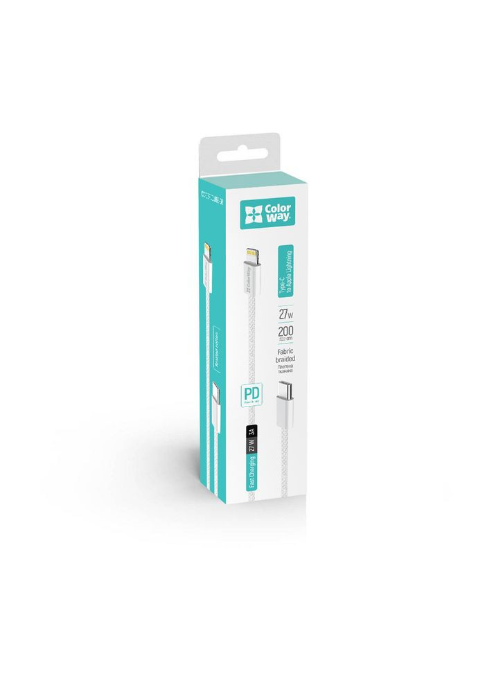 Кабель USB Type-C - Lightning (M/M), (braided cotton) (PD Fast Charging 27W), 2 м, Gray (CW-CBPDCL068-GR) Colorway (336955383)