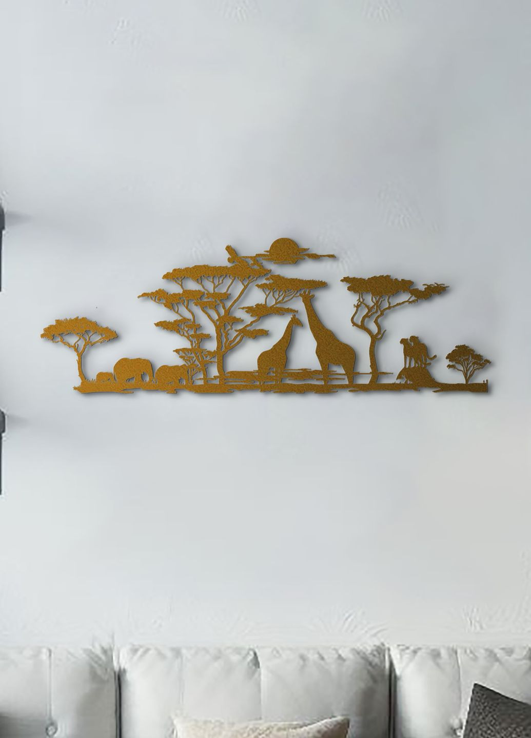 Сучасна картина для інтер'єру, Дерев'яний декор для кімнати "Африканські тварини", стиль лофт 70х25 см Woodyard (292113183)