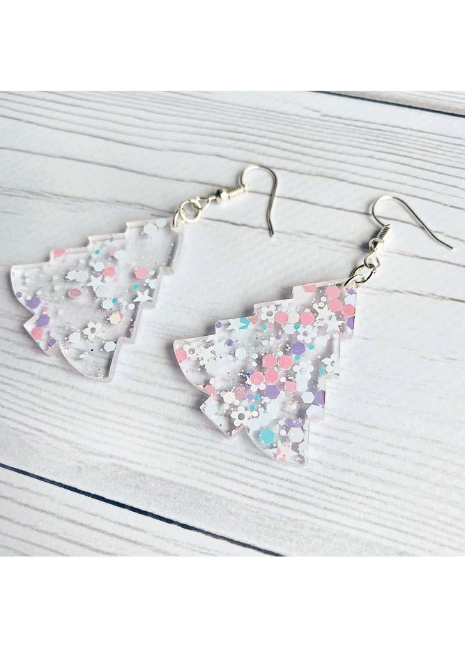 Серьги Ёлочка с бело-розовыми блёстками CASE CONTROL (360710574)