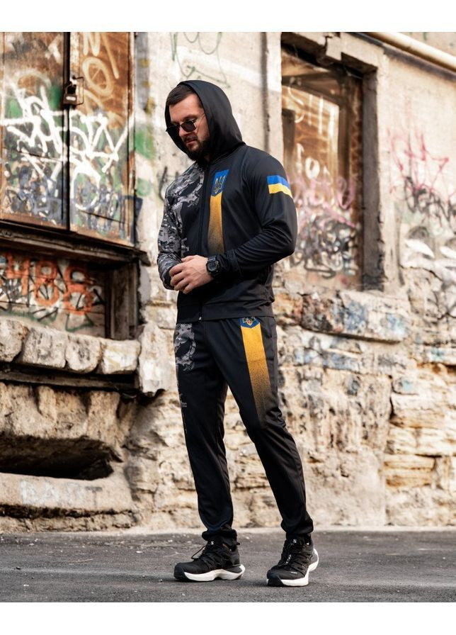 Чоловічий костюм демісезонний з Гербом України чорний Freedom (363317838)