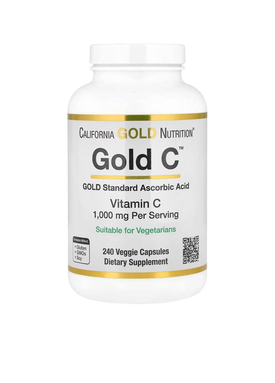Вітамін С, 1000 мг, 240 капсул California Gold Nutrition (356020064)