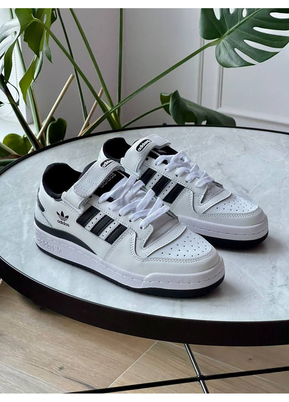 Білі Осінні кросівки чоловічі і жіночі adidas forum low white black | адідас форум низькі білі No Brand